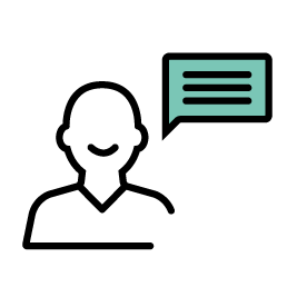 Icoon van een persoon met een spraakballonnetje