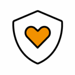 Icoon van een schild met een oranje hart